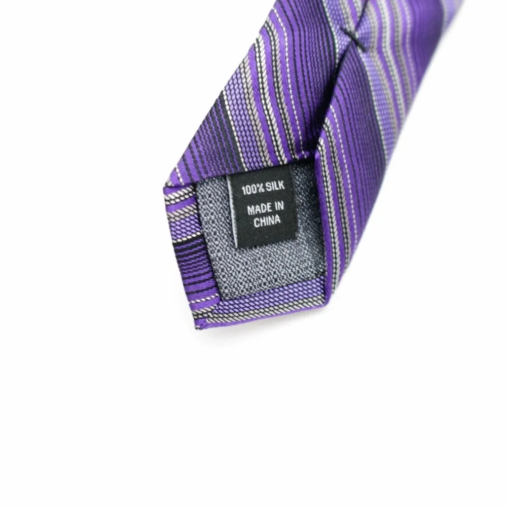 Kenneth Cole Awearness Purple‎ Striped Silk Tie Woven Skinny
